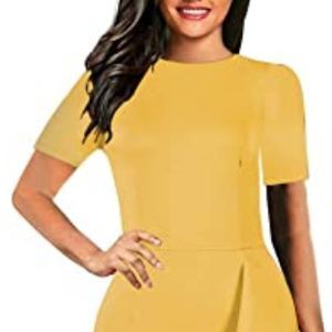 Women's Vintage Short Sleeve Polka Dot Falbala Fold Slim Fit Pencil Dress